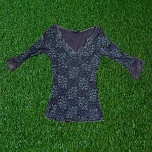 Dark Green Floral Bell Long Sleeve